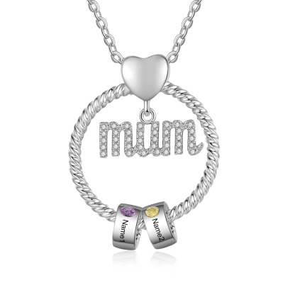 2 Names-Personalized Mom Necklace Set With  Premium Custom Necklace With 2 Birthstones Engraved Names Gift For Mom