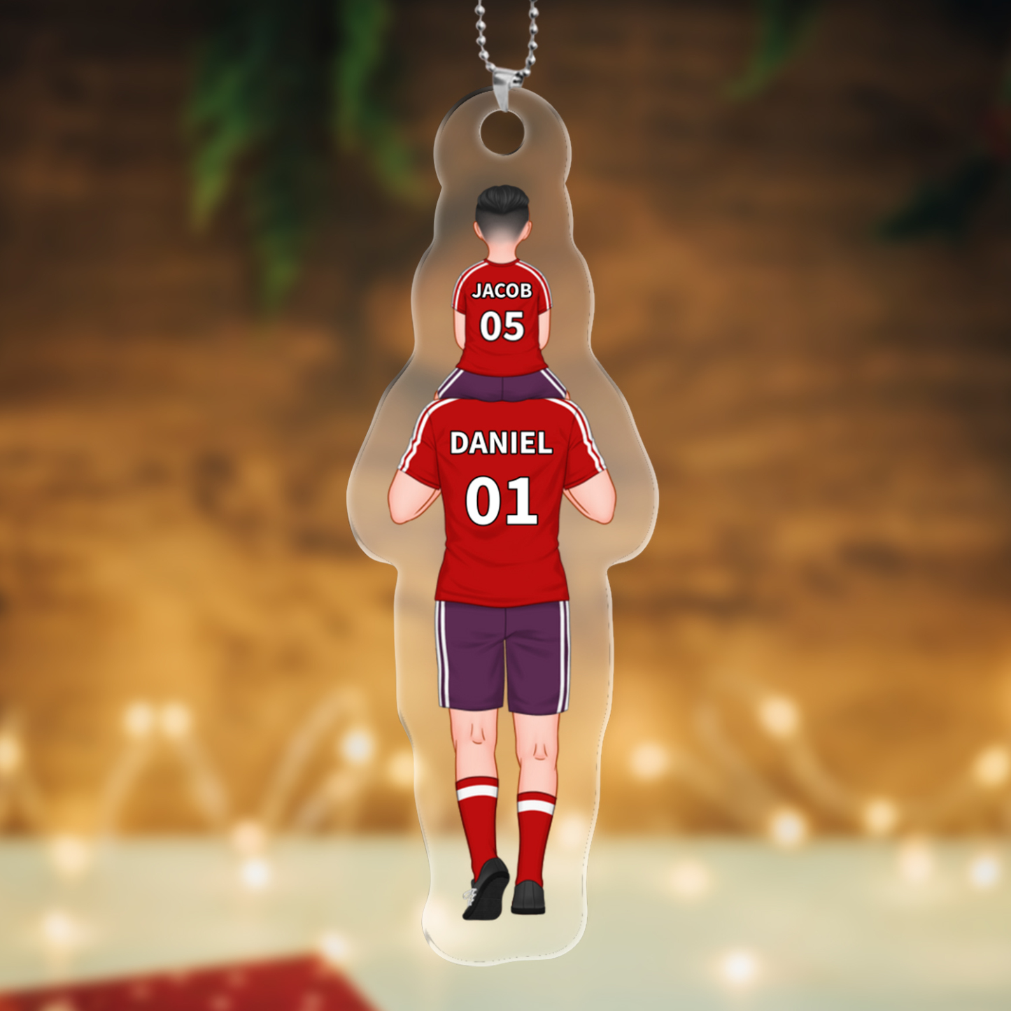 1-3 Names-Personalized Dad's Football Team Keychain Custom Names Gift For Dad