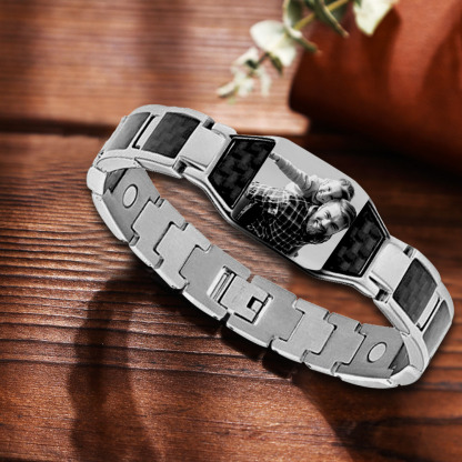 Personalized Wristband Bracelet Custom Photo ID Bar Men's Bracelet Bangle Gifts For Him