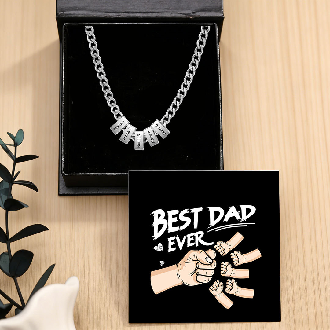 Personalized Mens Cuban Link Chain Necklace with 1–6 Names