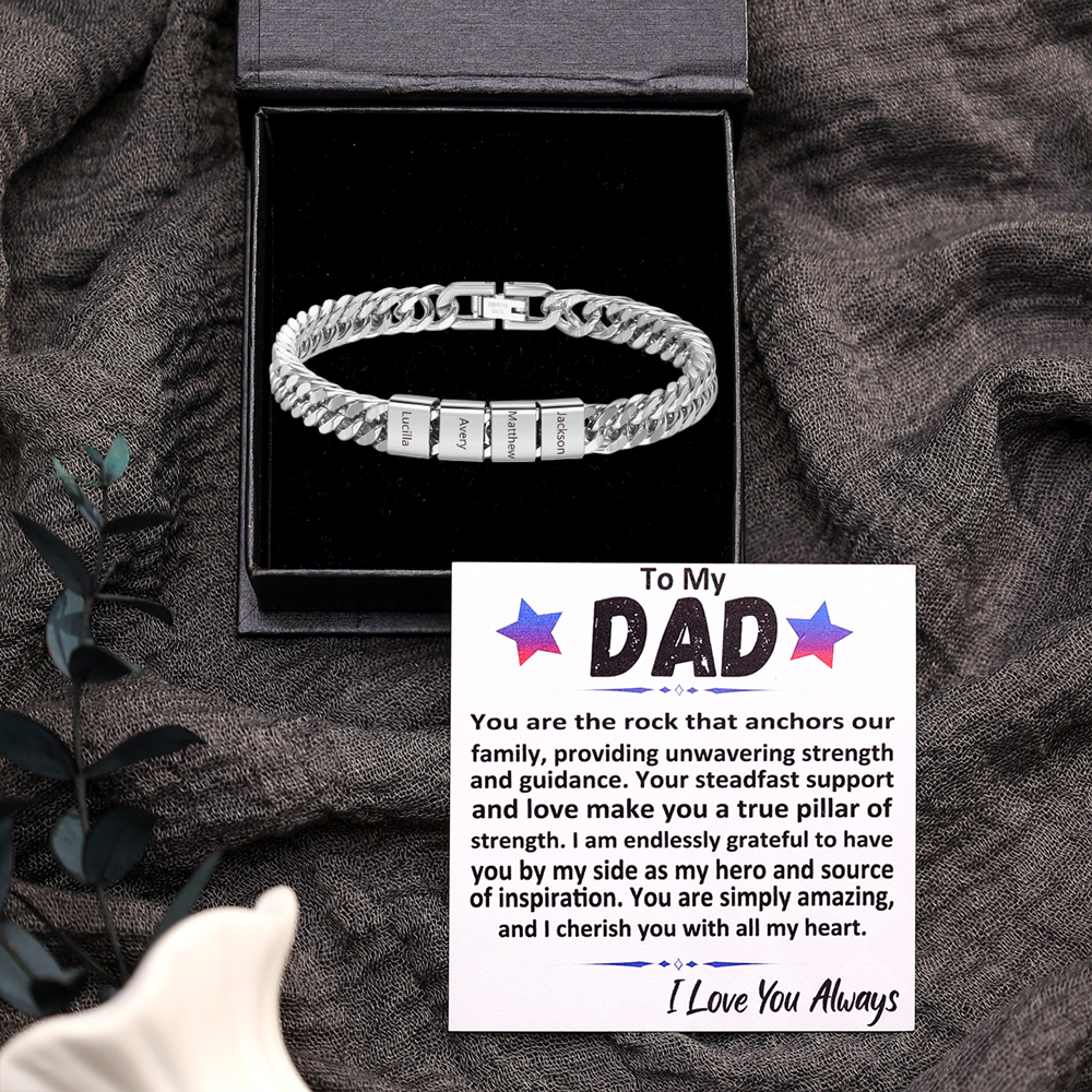 3 names - Father’s Day Custom Name Stainless Steel Bracelet – Personalized Men’s Chain