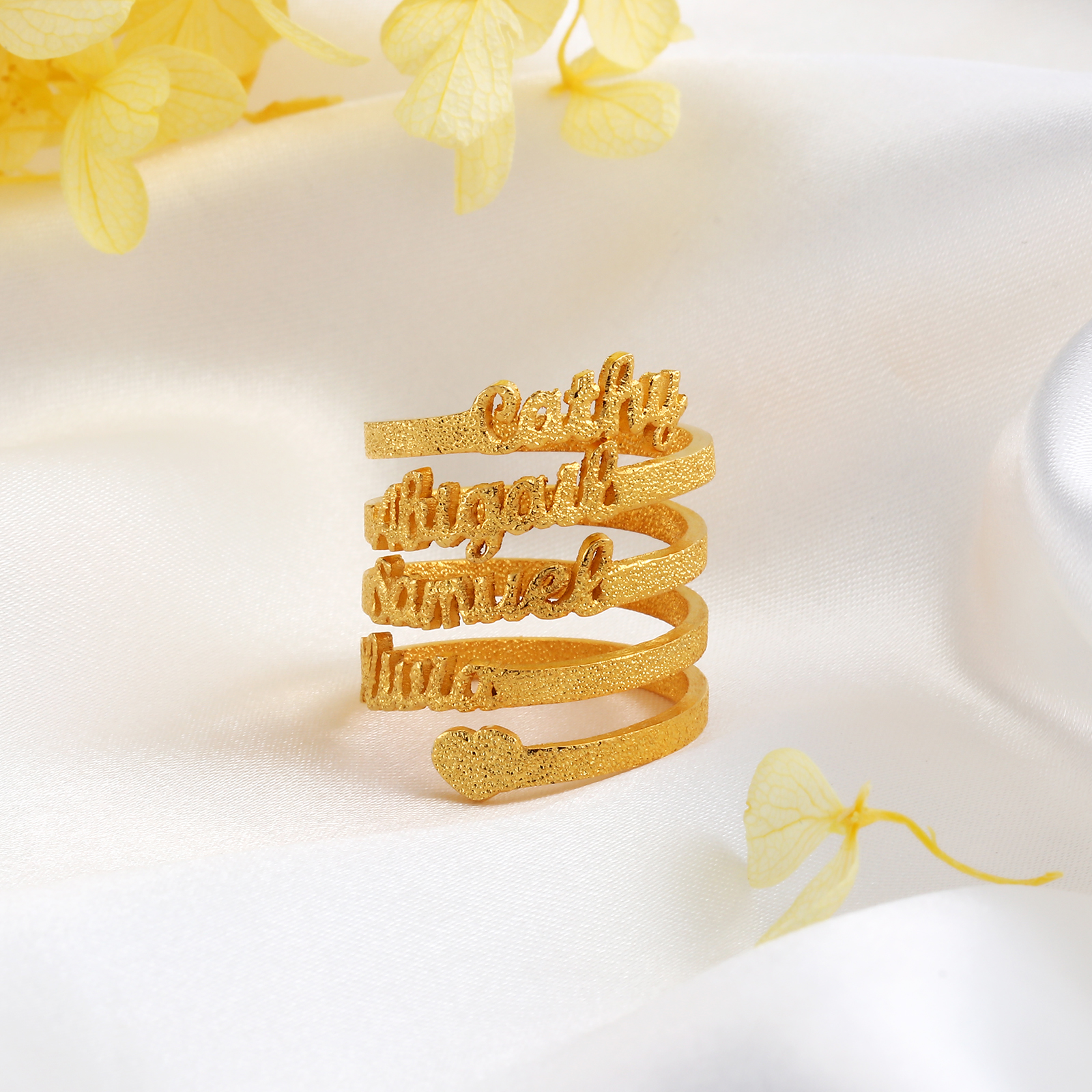 Personalized Family Name Ring Custom 4 Names Gifts For Women | Jessemade