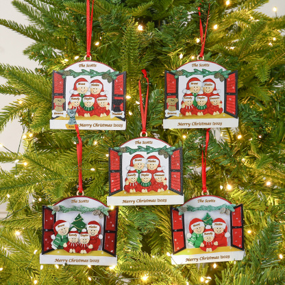 7 Names-Personalized Family Wooden Christmas Xmas Tree Decoration Ornament-Custom 7 Names Hanging Ornament  with Dog and Cat Gifts For Family