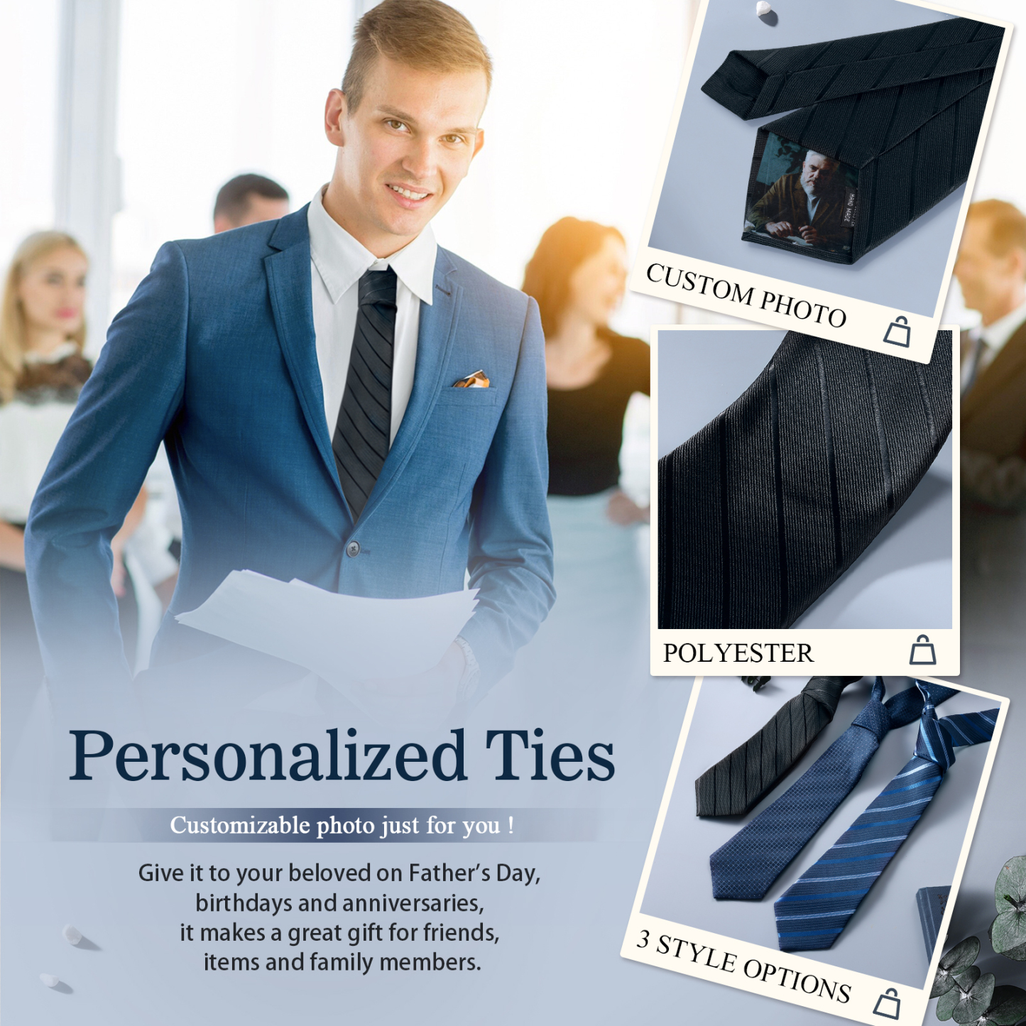 Happy Father's Day Tie with Customizable Photo for Dad