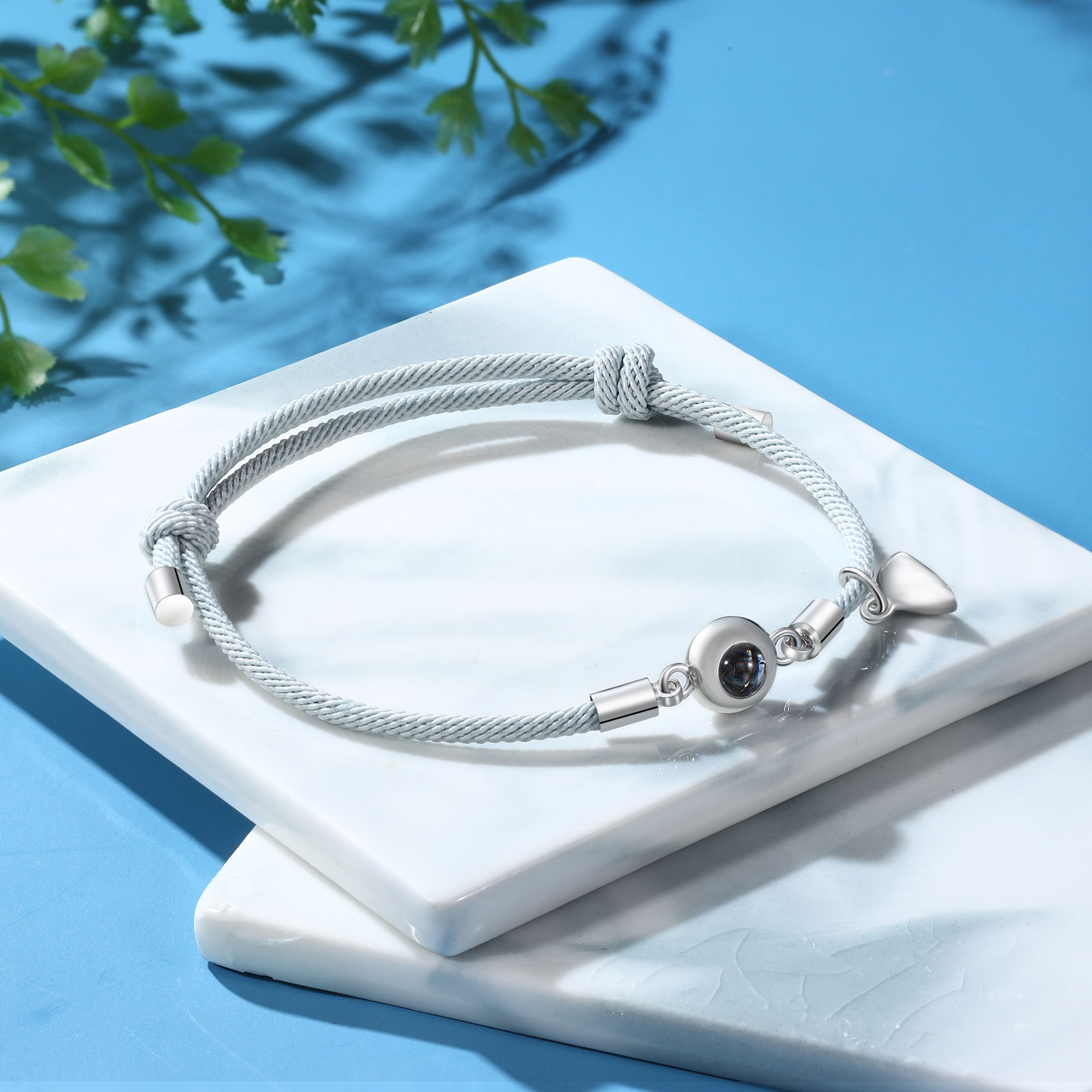 2 PCS Personalized Projection Bracelet Customized Photo Bracelet Set Adjustable Bracelet Personalized Gift