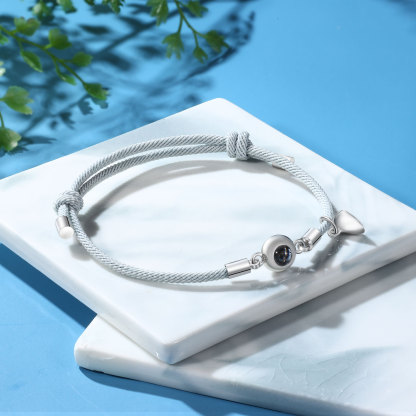 2 PCS Personalized Projection Bracelet Customized Photo Bracelet Set Adjustable Bracelet Personalized Gift