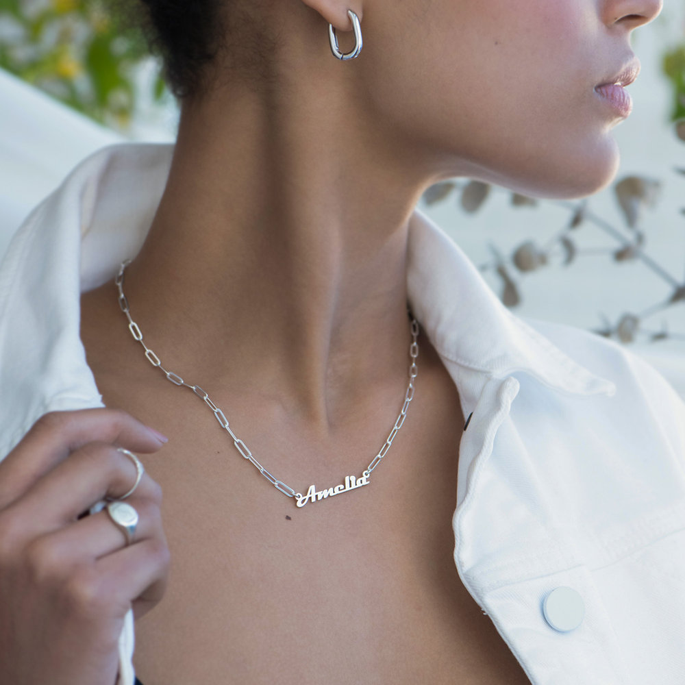 Personalized Chain Link Necklace Custom 1 Name Necklace Gift For Women