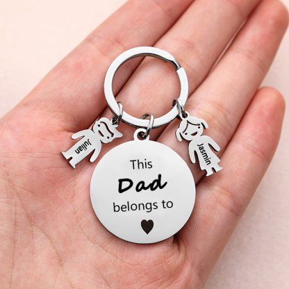 2 Names-This Mom Belongs to...Custom Keychain with Name & Text