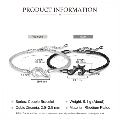 2 Names-Personalized Two Souls One Heart Bracelet Set With Gift Box Customize Birthstones Couple Magnetic Bracelet Set