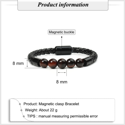 Tiger Eye Black Onyx Beaded Bracelet Men