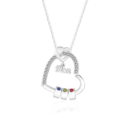 Personalized Mom heart necklace with birthstone and 1-5 names