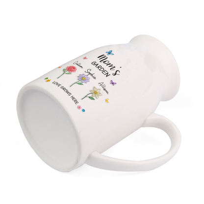 Personalized Mom’s Garden Ceramic Vase with 1–10 Birth Flowers and Names