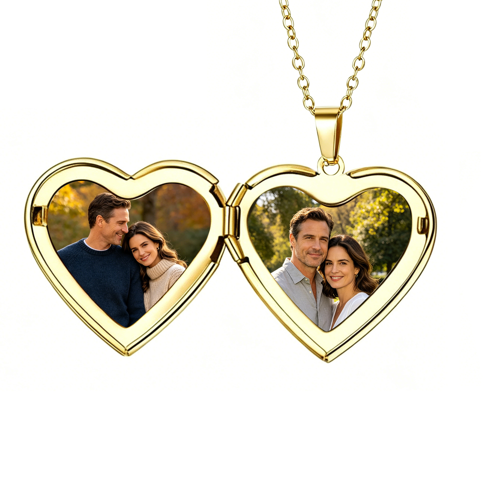 Personalized Heart Locket Necklace Custom with 2 Photos and NFC for Women