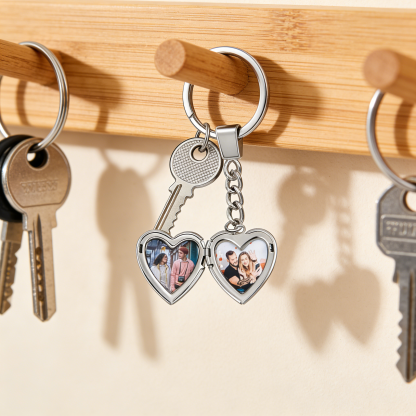 Personalized Photo Keychain Custom 2 Photos Gifts For Him