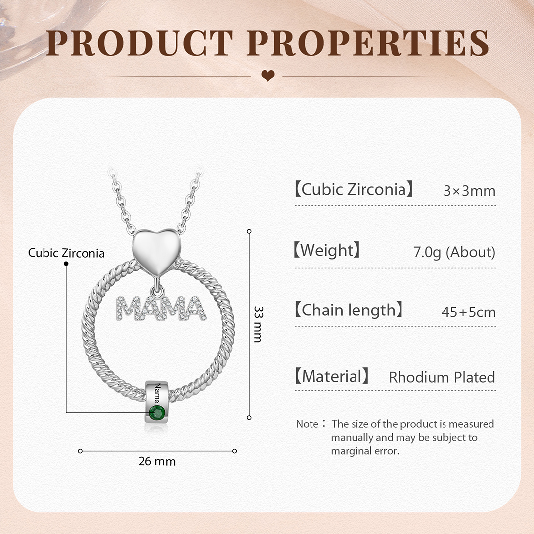 1 Name-Personalized Mom Necklace Set With  Premium Custom Necklace With 1 Birthstones Engraved Names Gift For Mother