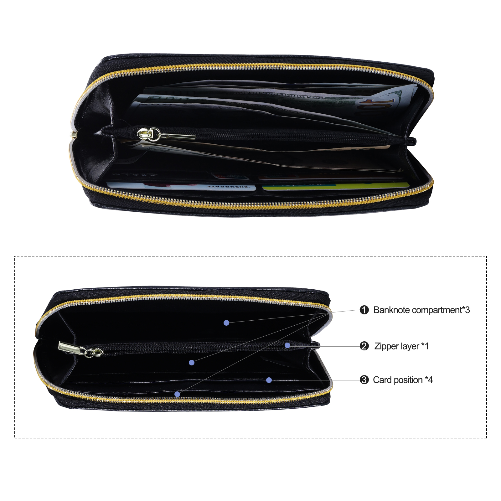 Long Purse Personalized Leather Wallet Engraved 10 Photos Zip Wallet Gifts For Women Men | Jessemade