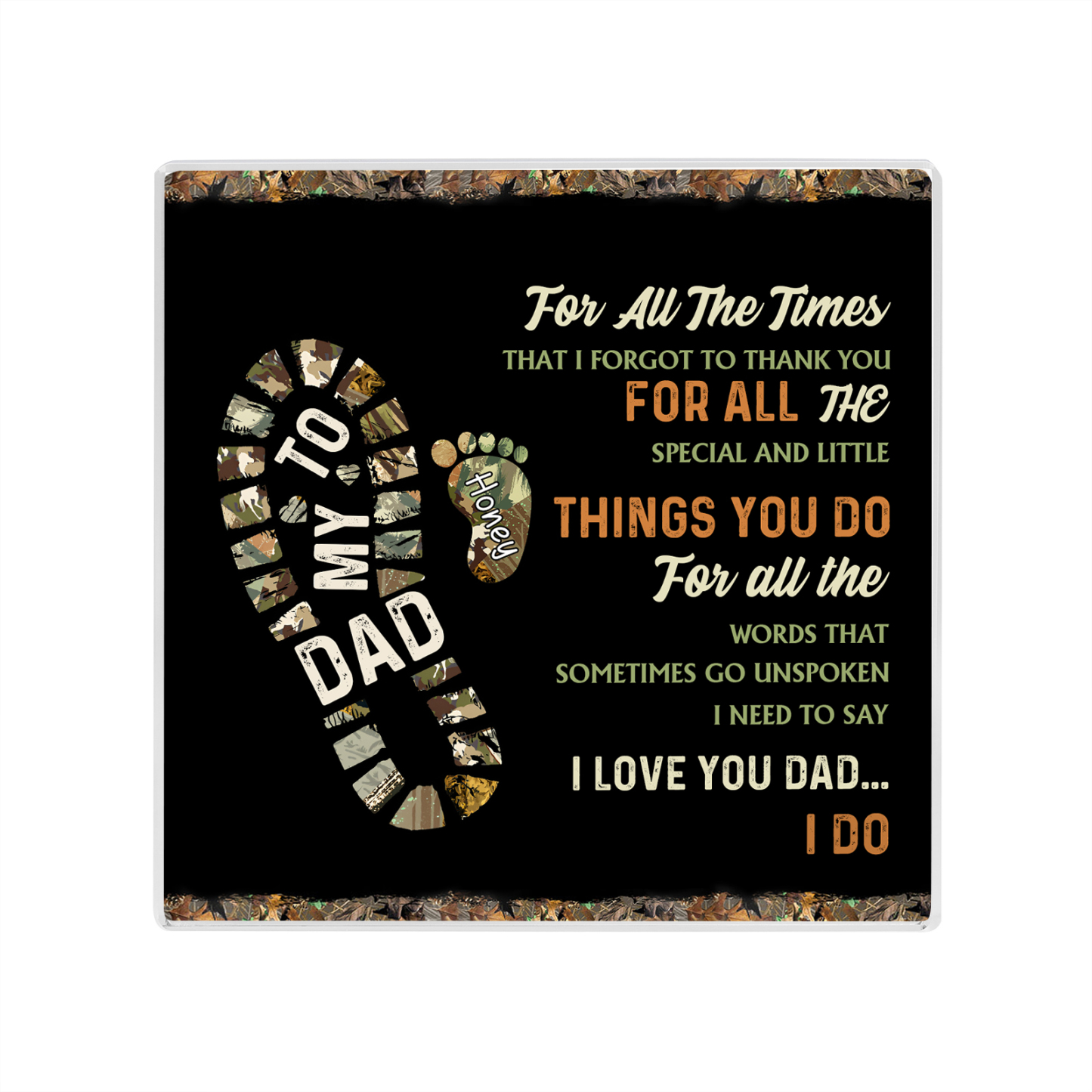 1 Name - Personalized Footprint Pattern Family Acrylic Keepsake Customized Name Acrylic Home Decor Gift for Dad