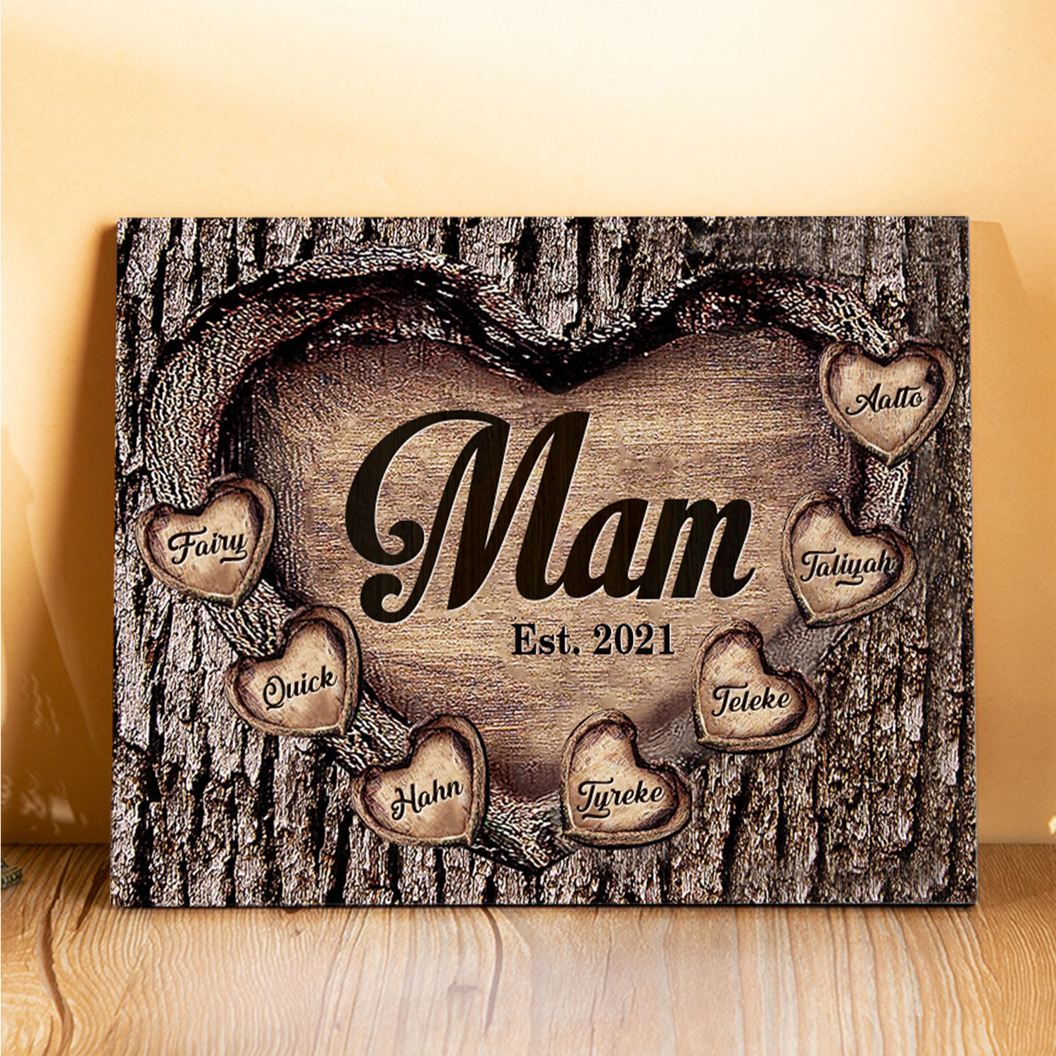7 Names-Personalized Nana Wooden Ornament Custom Text And Date Home Decoration for Family