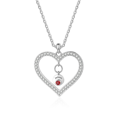 Personalized Heart Necklace Custom with 1 to 5 Names and Birthstones, Gift for Women, Birthday Gift, Mother’s Day Gift for Mom, Grandma, Wife | Jessemade