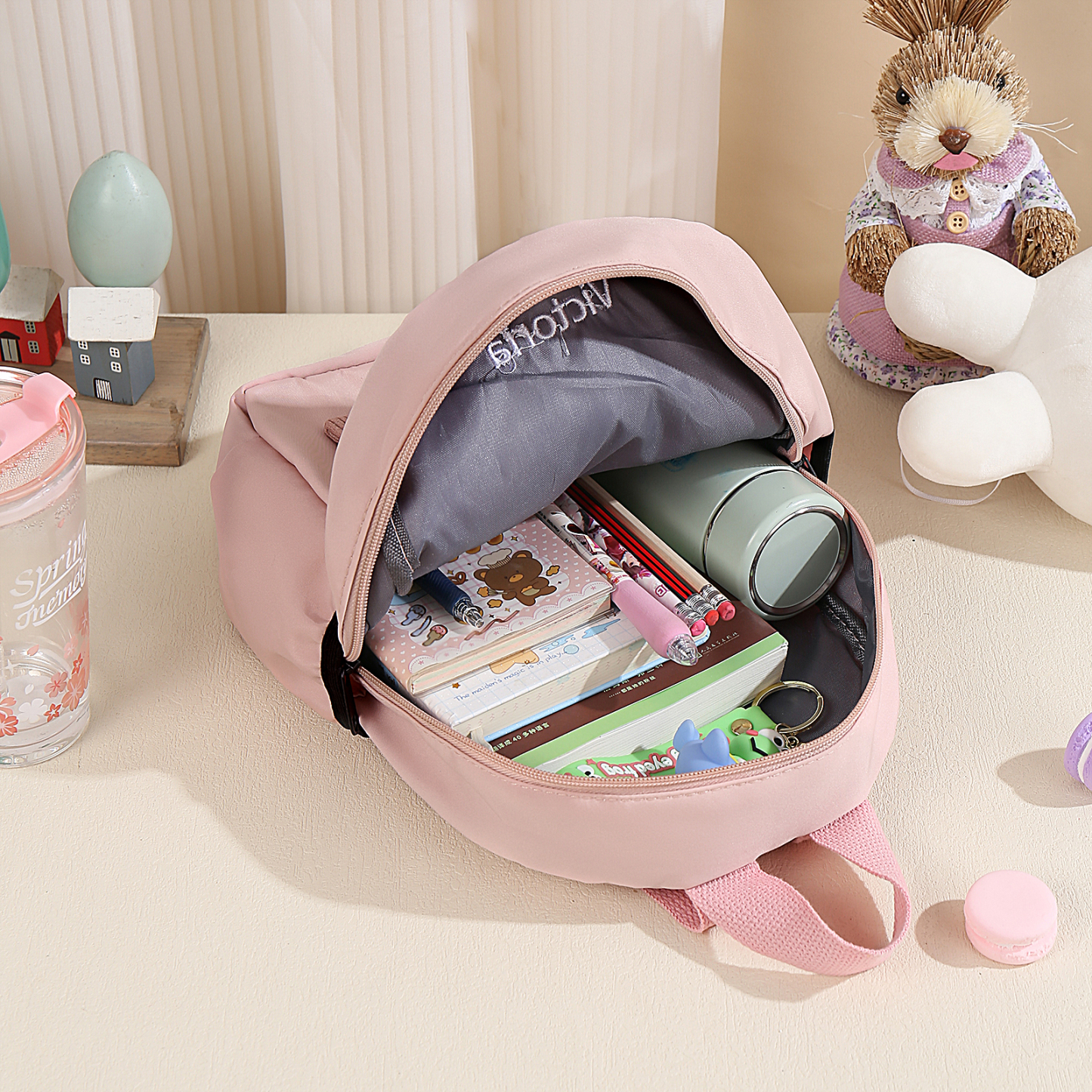 Personalized Custom 1 Letter and 3 Names Gift Set Custom Backpack and Pencil Case and Ruler Gift Set Back to School Gift for Daughter