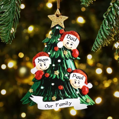 Family Christmas Ornament Custom 3 Names Hanging Ornament Gifts For Family