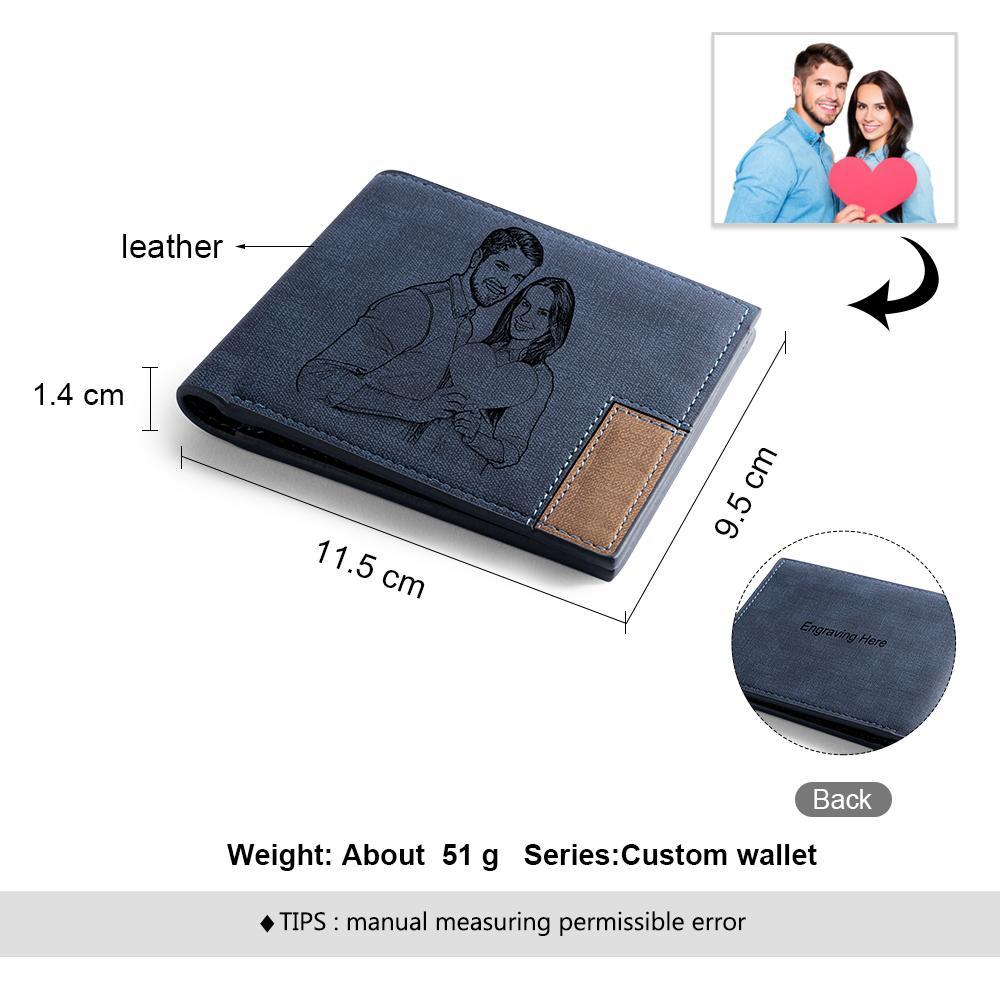 Personalized Leather Wallet Engraved Photo Short Purse Gifts For Men