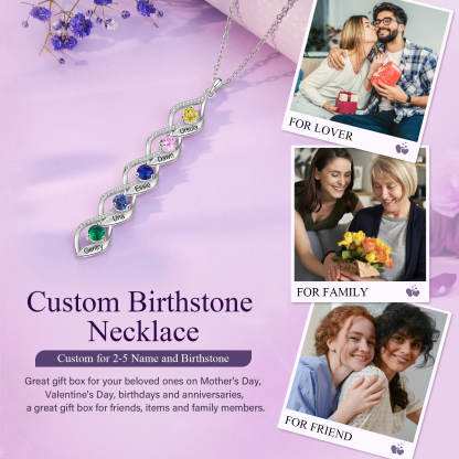 5 Names - Personalized Necklace Custom Birthstone Necklace Engraved with Name A special Gift For Mom/Grandma