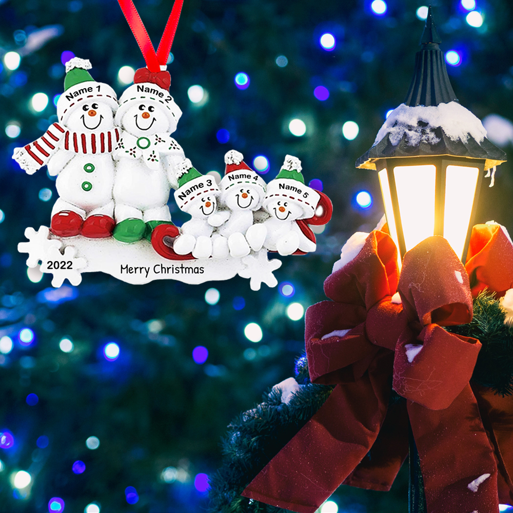 Snowmen Christmas Ornament Custom 3 Names Hanging Ornament Gifts For Family