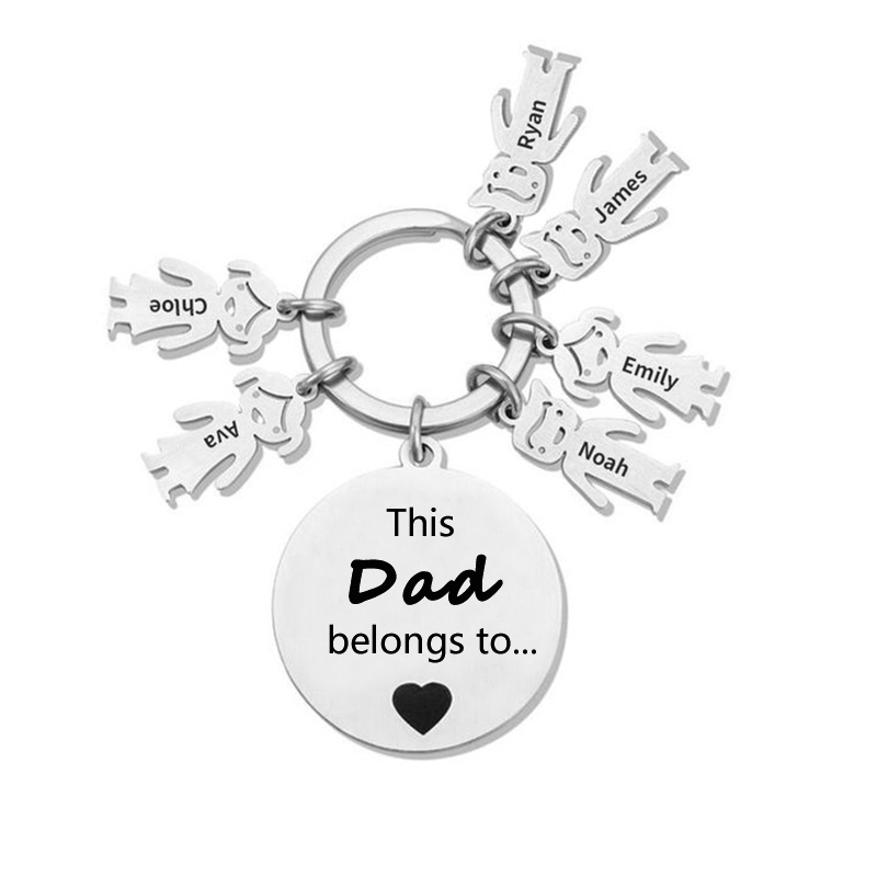 6 Names-This Mom Belongs to...Custom Keychain with Name & Text