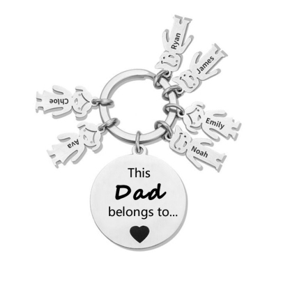 6 Names-This Mom Belongs to...Custom Keychain with Name & Text