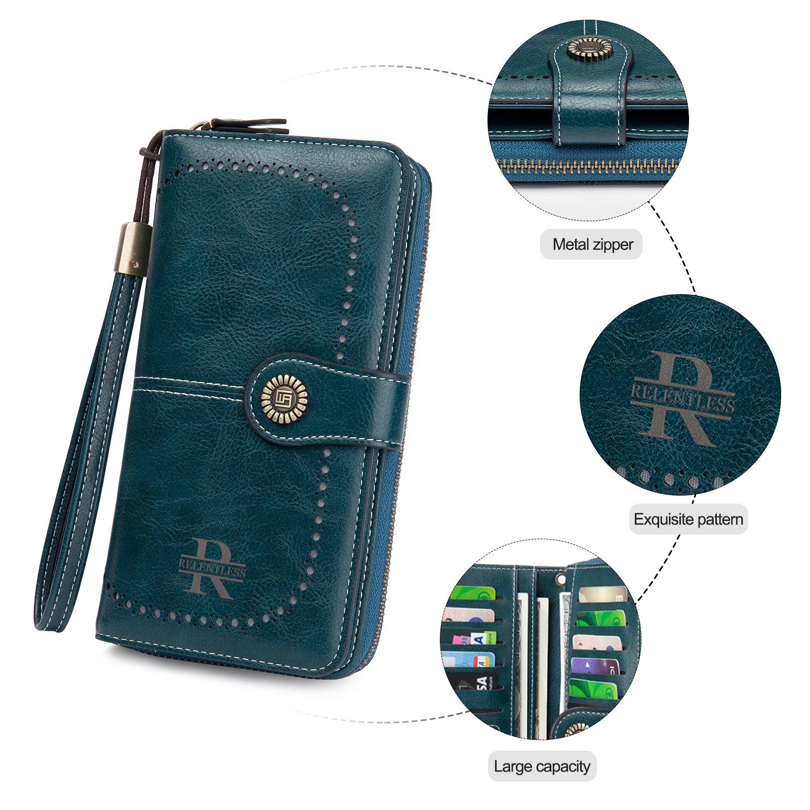 4 Colors Unisex Purse Personalized Leather Wallet Engraving Names Zip Wallet Gifts for Men Women