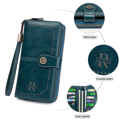 4 Colors Unisex Purse Personalized Leather Wallet Engraving Names Zip Wallet Gifts for Men Women