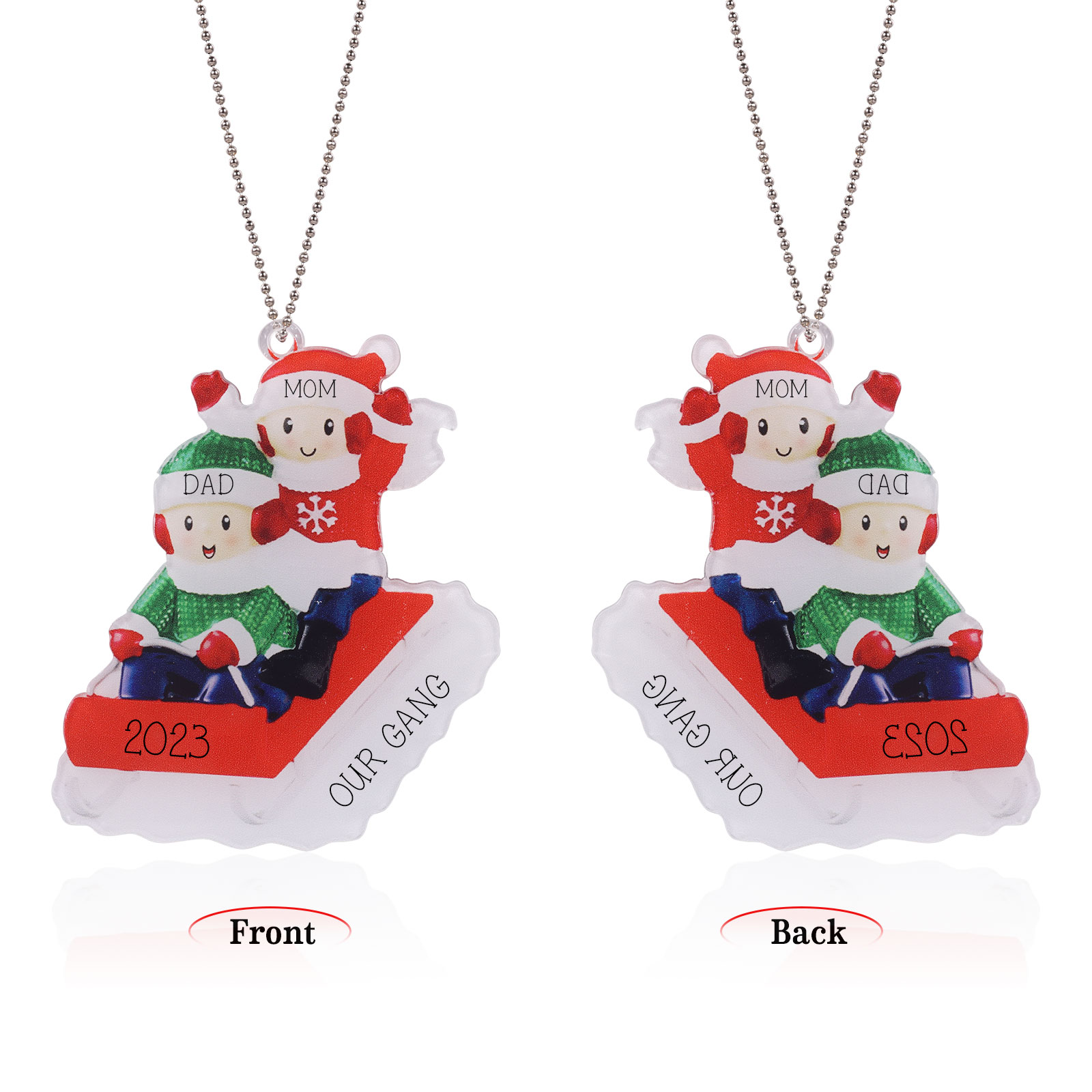 2 Names-Personalized Family Acrylic Christmas Xmas Tree Decoration Ornament-Custom 2 Names And Text Hanging Ornament Gifts For Family