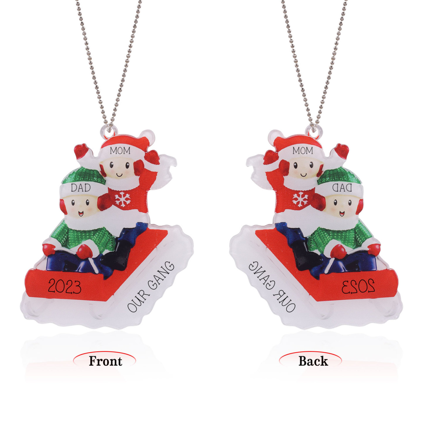 2 Names-Personalized Family Acrylic Christmas Xmas Tree Decoration Ornament-Custom 2 Names And Text Hanging Ornament Gifts For Family