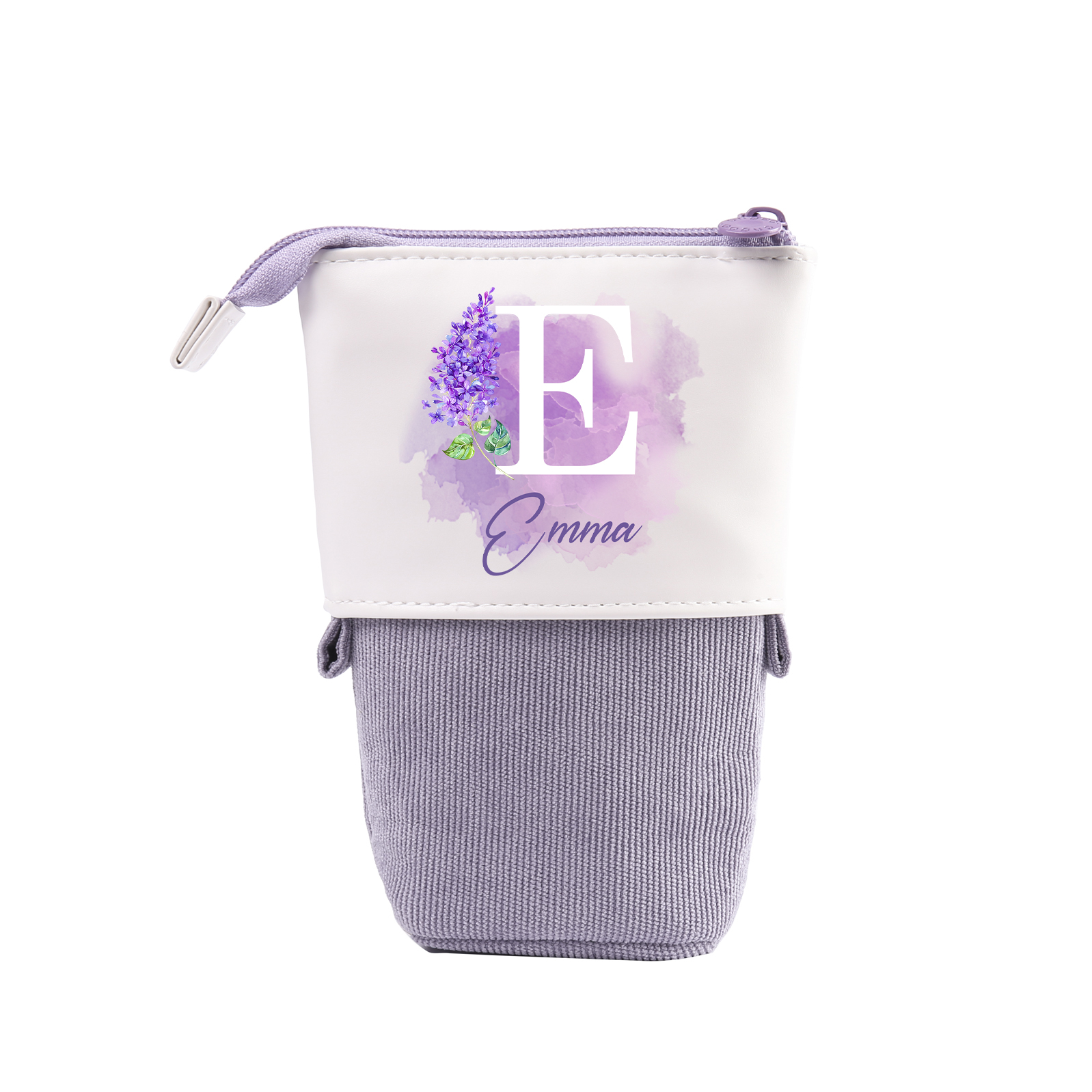 Personalized Pencil Case Custom Name & Letter & Birthday Flower Pen Pouch Back To School Gift for Kids