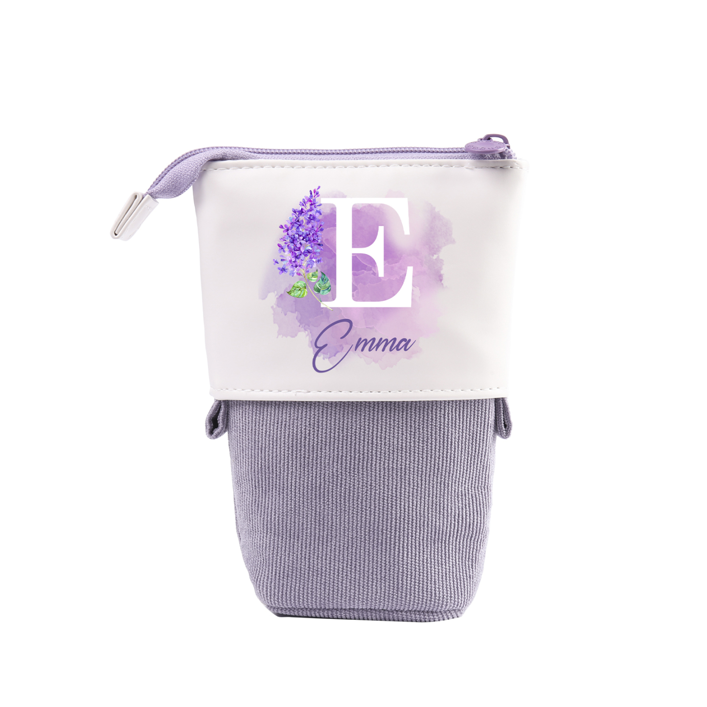 Personalized Pencil Case Custom Name & Letter & Birthday Flower Pen Pouch Back To School Gift for Kids