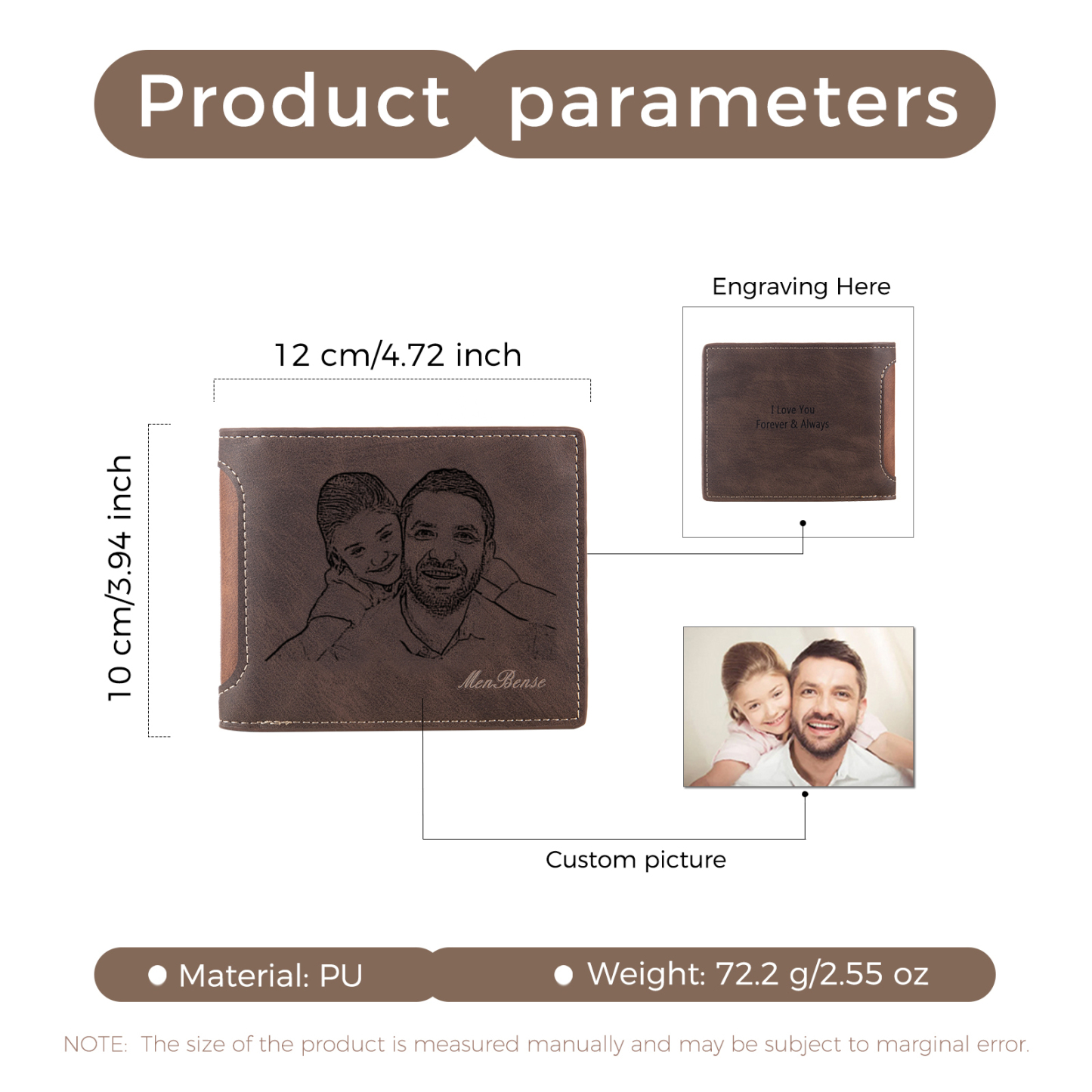 Photo Personalized Leather Wallet Gift Box Set with Keychain Customizable Letter Name Wallet Gift for Him