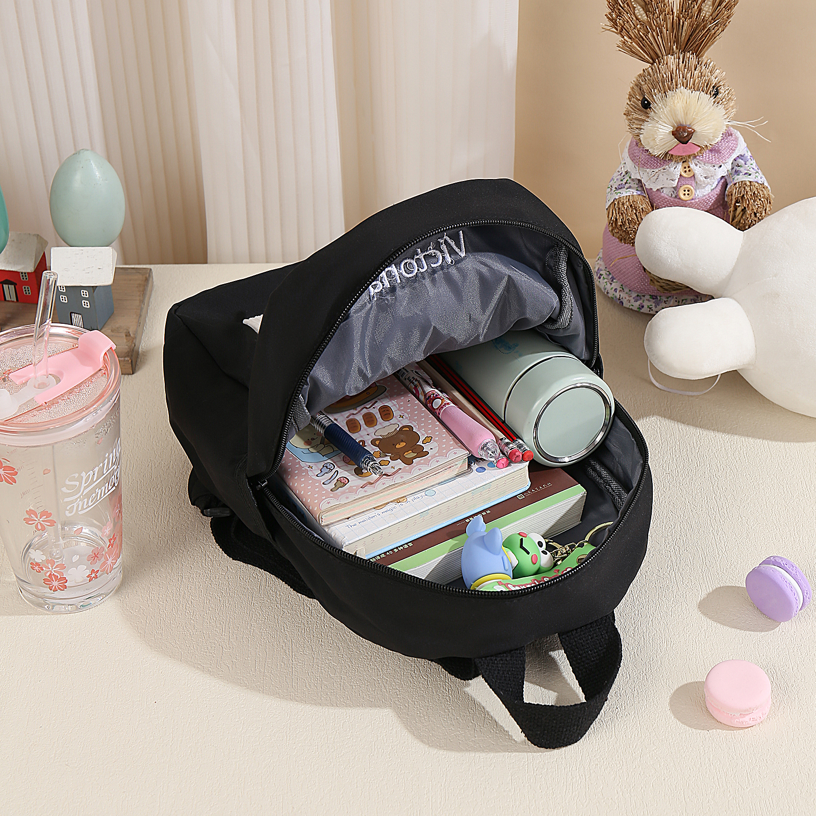 Personalized Bear Style School Bag Customized Name Canvas Kids Backpack Back to School Gift