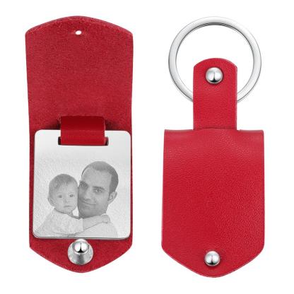 Personalized Leather Keychain Custom Photo Keychain Gifts For Father