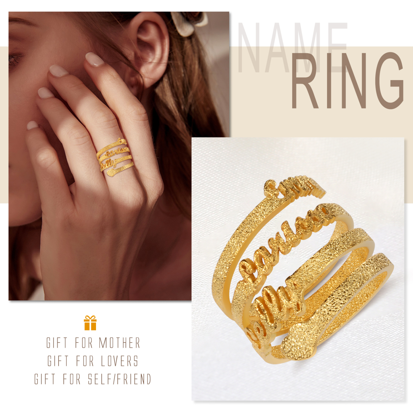 Personalized Family Name Ring Custom 3 Names Gifts For Women | Jessemade