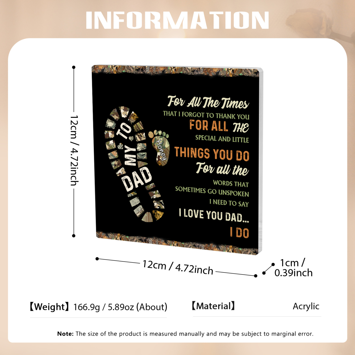 1 Name - Personalized Footprint Pattern Family Acrylic Keepsake Customized Name Acrylic Home Decor Gift for Dad