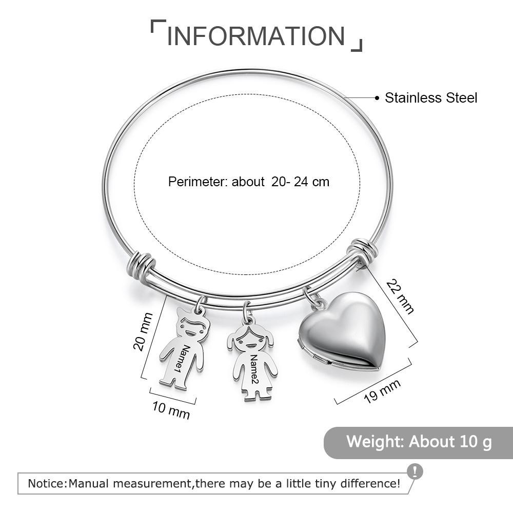 Personalized Heart Photo Locket Bracelet Custom Photo Bracelet Gifts For Mother