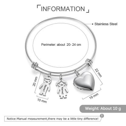 Personalized Heart Photo Locket Bracelet Custom Photo Bracelet Gifts For Mother