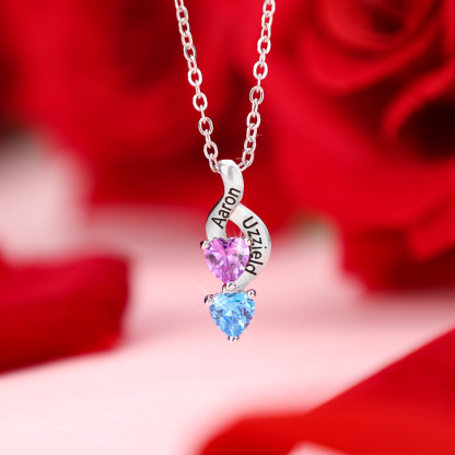 2 Names-Personalized Birthstone Necklace Names Necklace Special Gift For Women