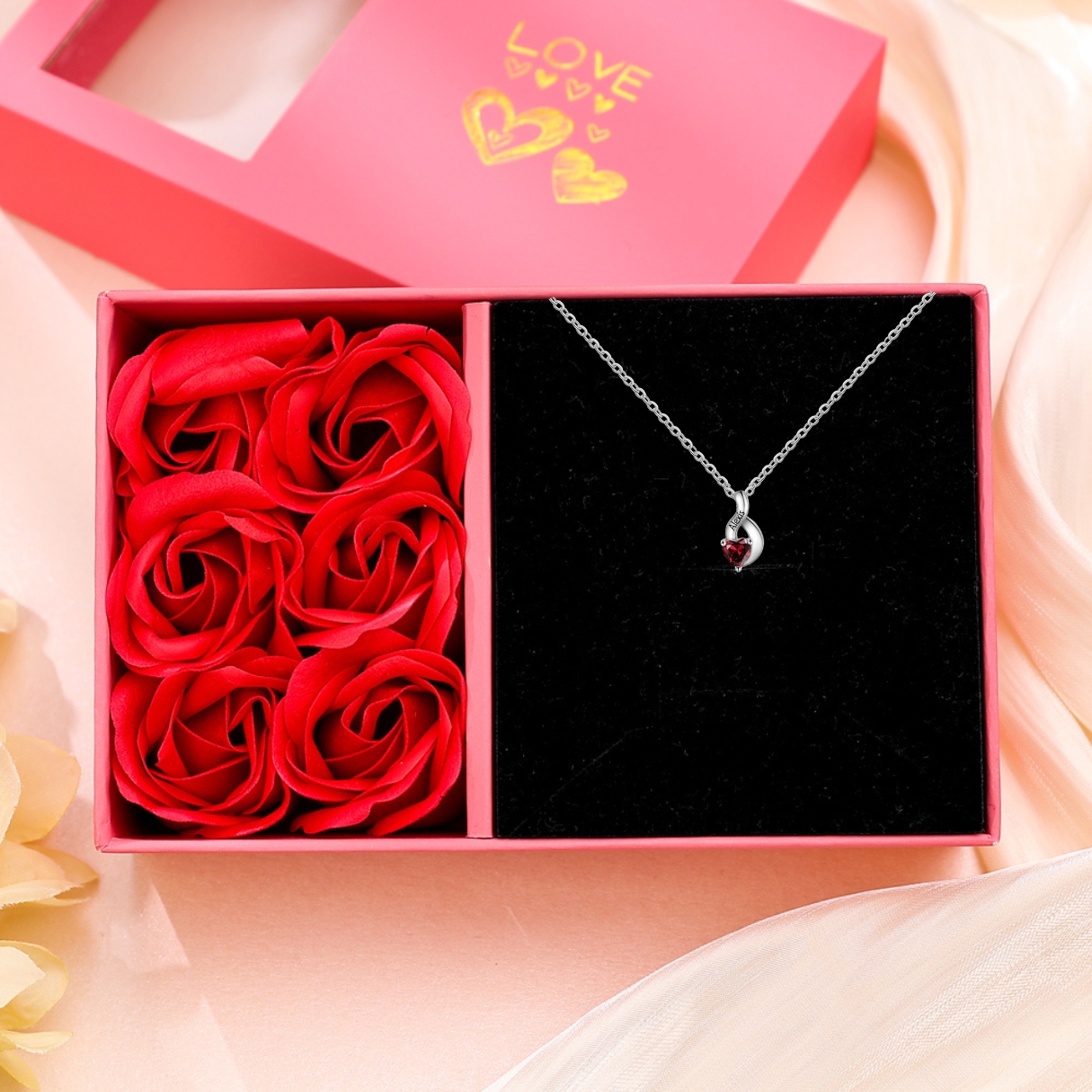 1-6 Names-Personalized Birthstone Necklace Names Necklace Special Gift Set With Rose Gift Box For Women