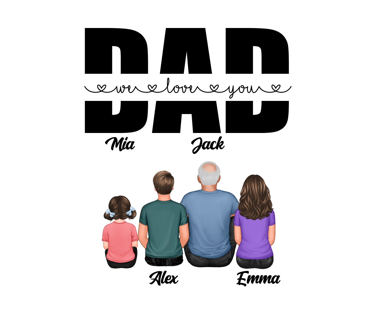 Personalized Wallet with Kids’ Names | Father’s Day Leather Keepsake - Customized in the USA & Ships in 2 Days - With Various Designs Gift For Father's Day | Jessemade