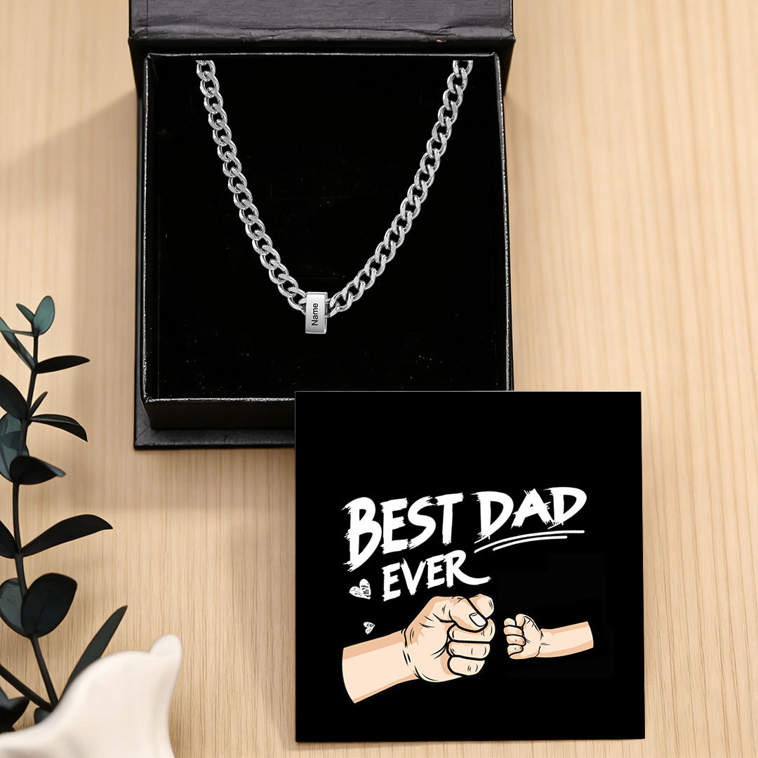 Personalized Mens Cuban Link Chain Necklace with 1–6 Names