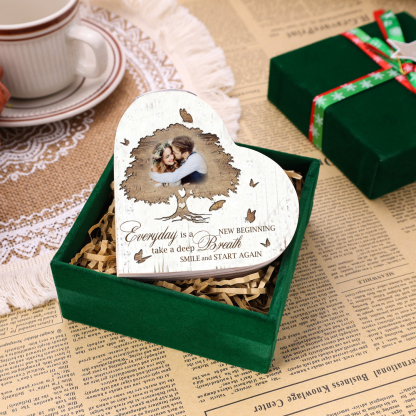 Mothers Gifts Personalized Love Couple Heart Candle Holder Engrave Photo Wooden Candlesticks Valentines Gift