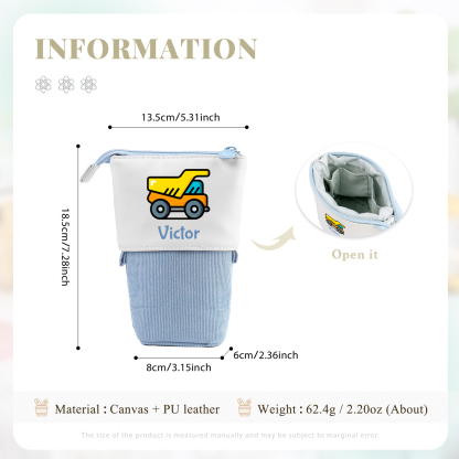 Personalized Name And Truck Pencil Case For Boys And Girls Back To School Gift