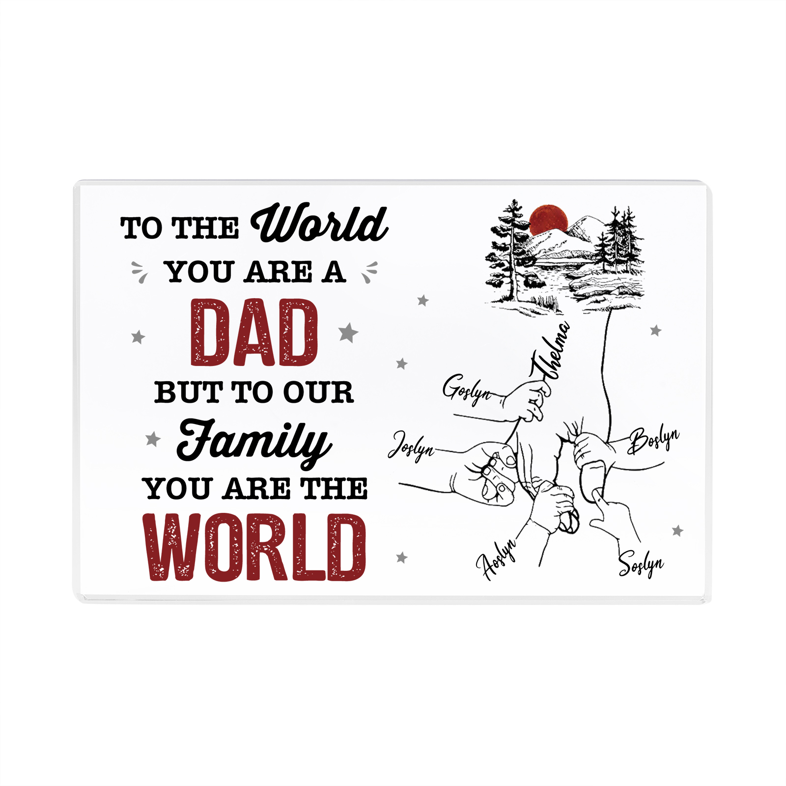 6 Names - Personalized Holding Hands Acrylic  Keepsake Ornament Gift for Dad